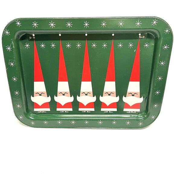 VTG Holt Howard Atomic Snowman Christmas Serving Tray TV Dinner Legs Green Rare - Picture 2 of 15